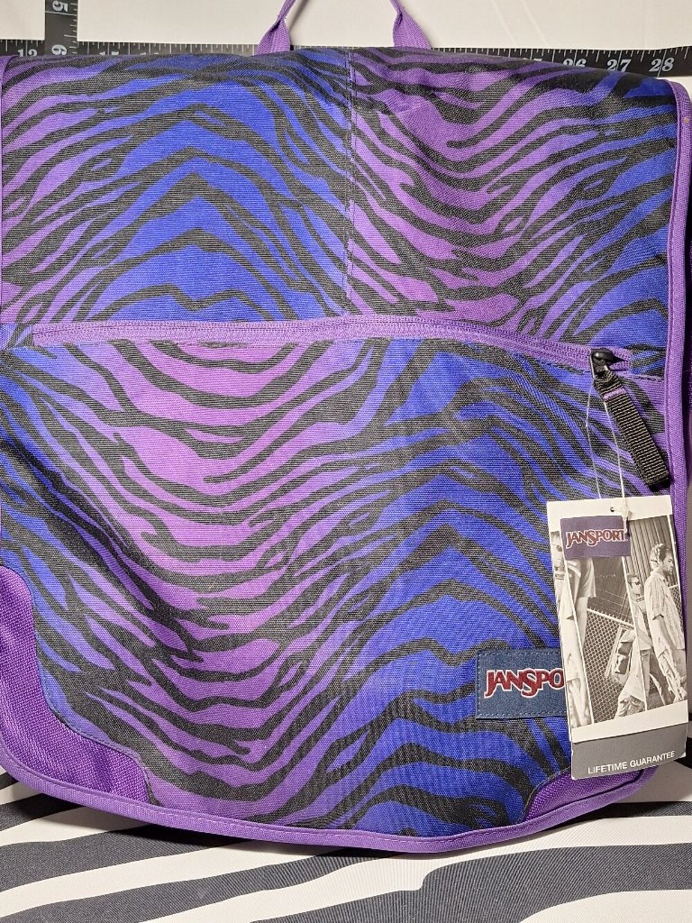 NWT Jansport Messenger Bag Purple Black Blue Zebra